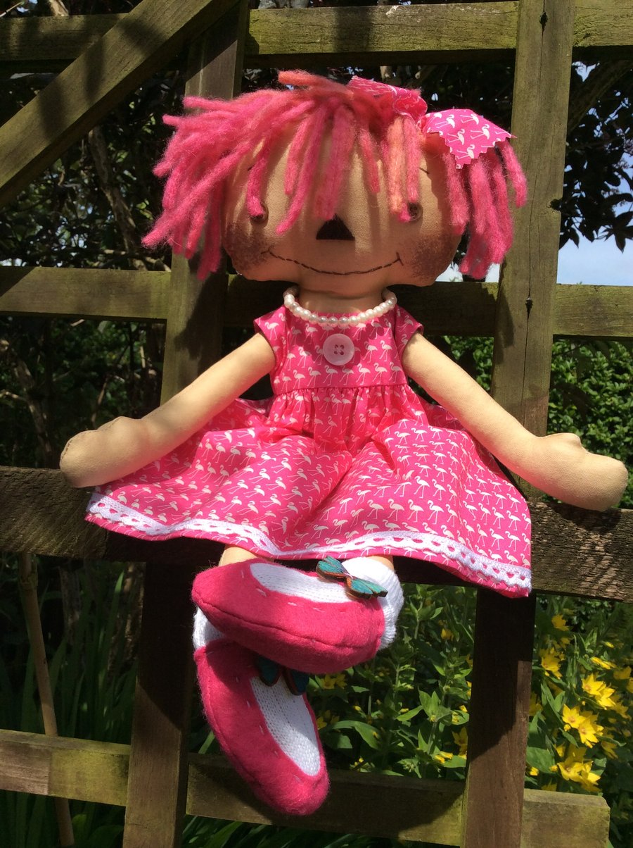 Cloth doll - Florence Flamingo