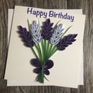 Stunning handmade quilled purple lavender card
