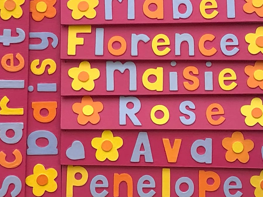 Any Name! Bright Pink Flower Name Plate