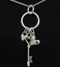Silver charm pendant, Silver heart necklace, Silver key - Image 3