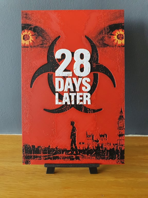 28 Days Later Hueforge Portrait 3D Printed Artwork Print "FREE EASEL STAND!"