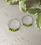 Olive Green Beaded Hoop Earrings, sterling silver - Image 1