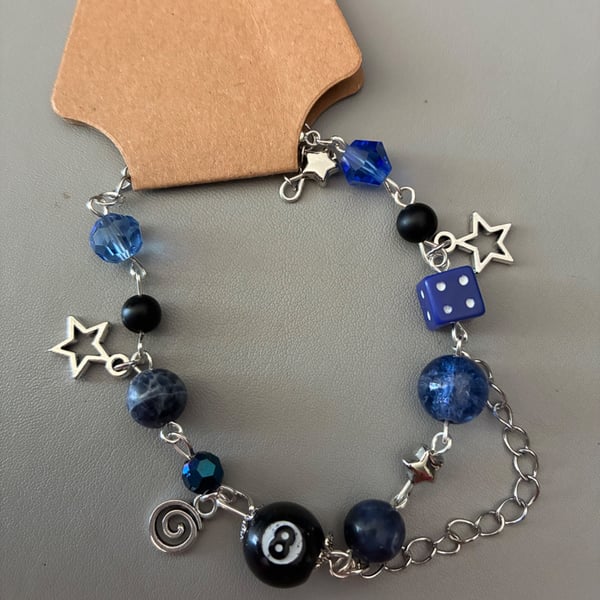 Handmade blue & black bracelet 