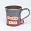 Coffee King - Personalised  Blue  Mug Cup Ceramic Pottery Stoneware