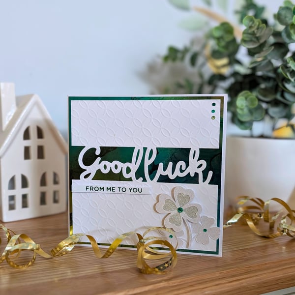 Four Leaf Clover Good Luck Card