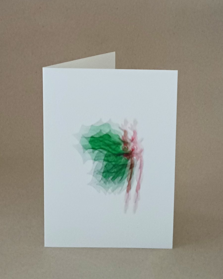 Holly with Berries handmade Christmas card blank inside