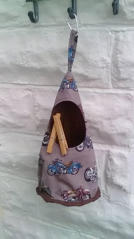 Motorbike Peg Bag Motorcycle Brown Cotton Laundry Bag