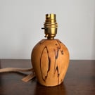 Spalted Maple Table Lamp with Brass Bulb Holder – Handmade Wooden Bedside Light