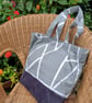 Two Tone Grey Tote Bag - upcycled fabric - Image 1