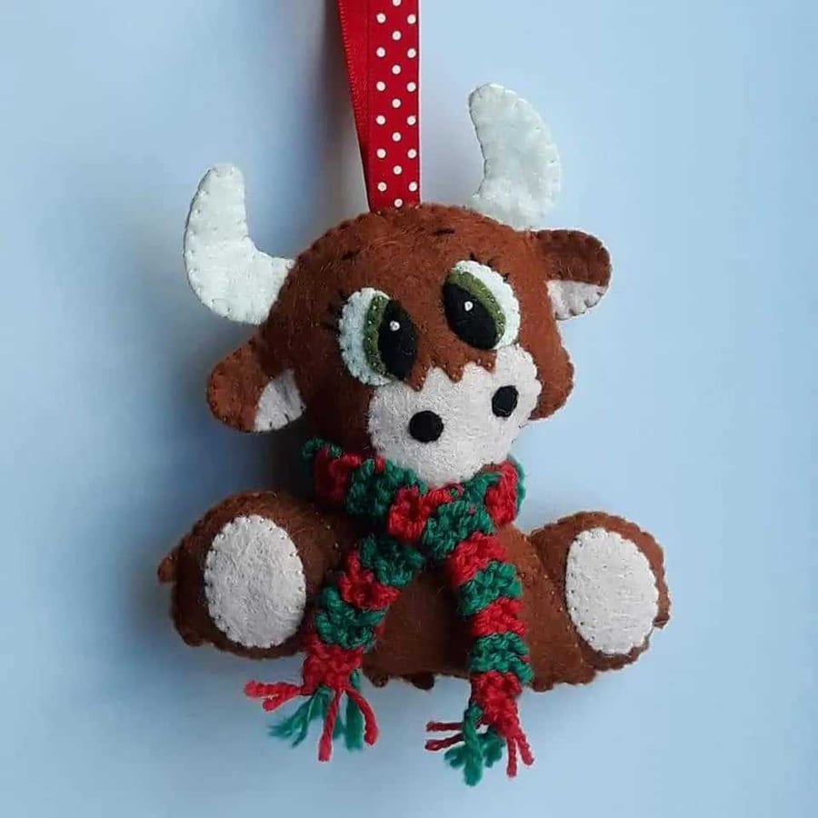 Highland Cow Christmas Tree Decoration