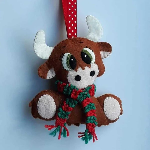 Highland Cow Christmas Tree Decoration