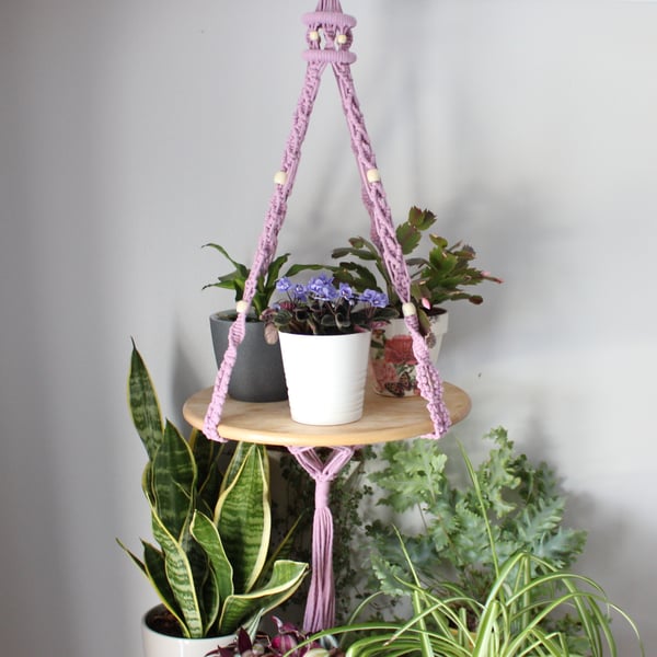 Macrame plant pot holder, plant hanger, floating shelf