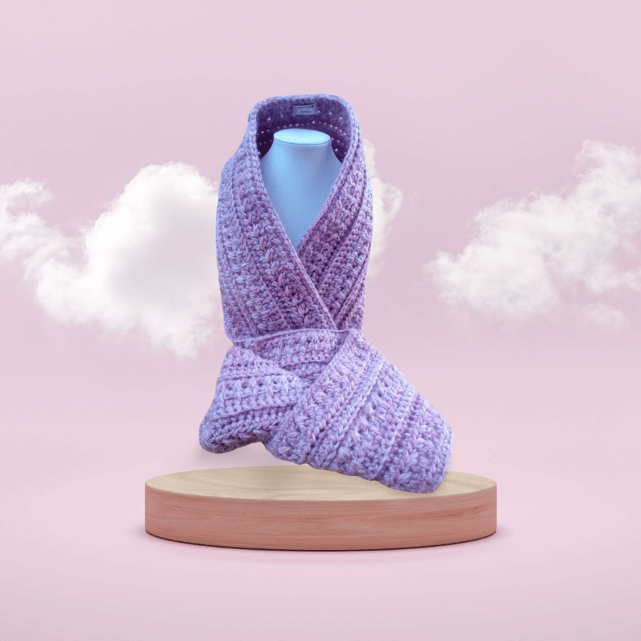 Crocheted soft pink cowl