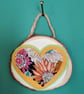 Wooden wall art heart (multi) - Image 1