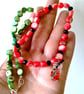 Watermelon Cocktail Charm Shell Bead Necklace, Red & Green - Image 4