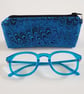Blue Marbled Fabric Glasses Case - Zipped Spectacle & Sunglasses Pouch