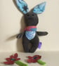 Scarfed SnowFlake Bunny, Handmade Plushie Snowflake Bunny with heart - Image 1
