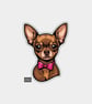 Funny Vinyl Sticker For Adults - Cute Chihuahua Dog & Bow Tie