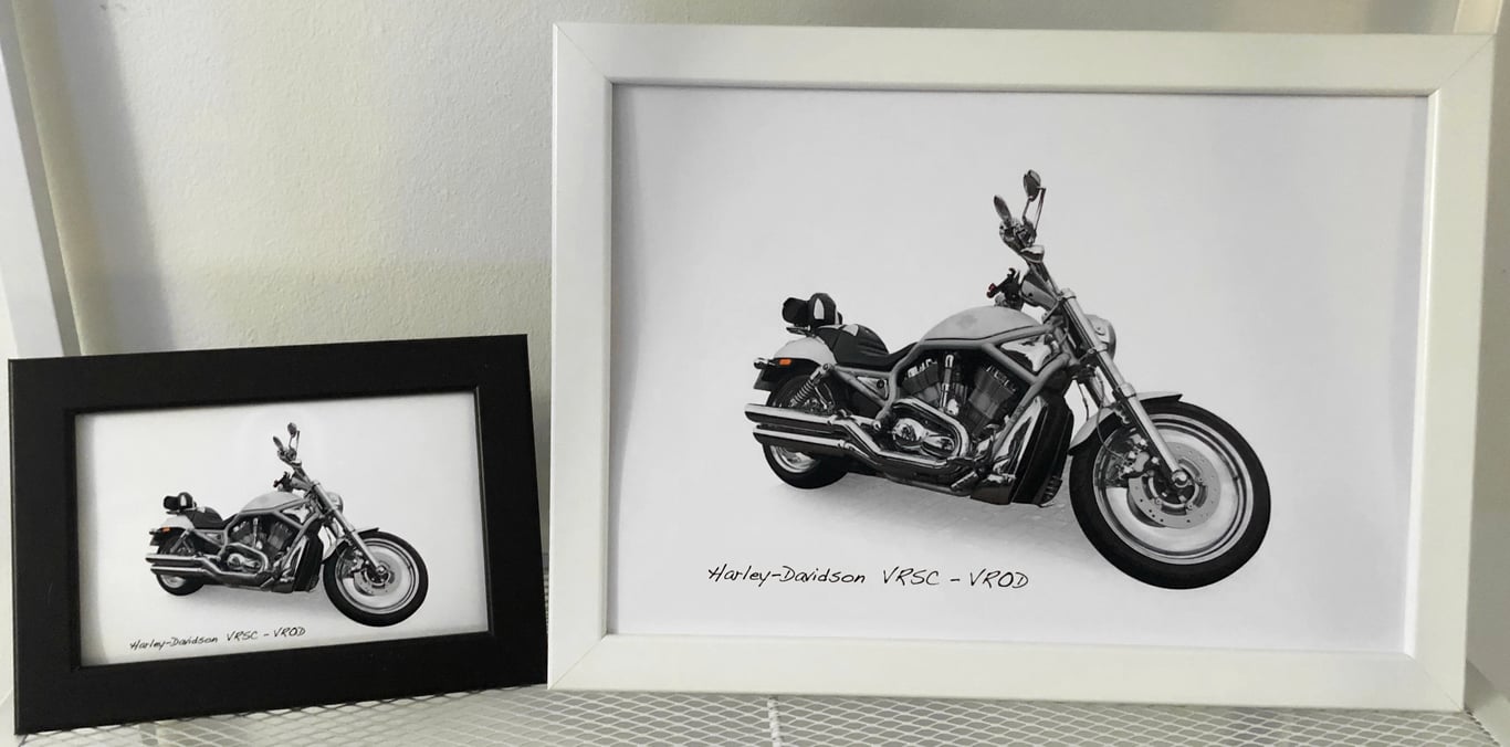 Harley Davidson VRSC VROD - 4x6" or A4 Photo in a Black or White frame
