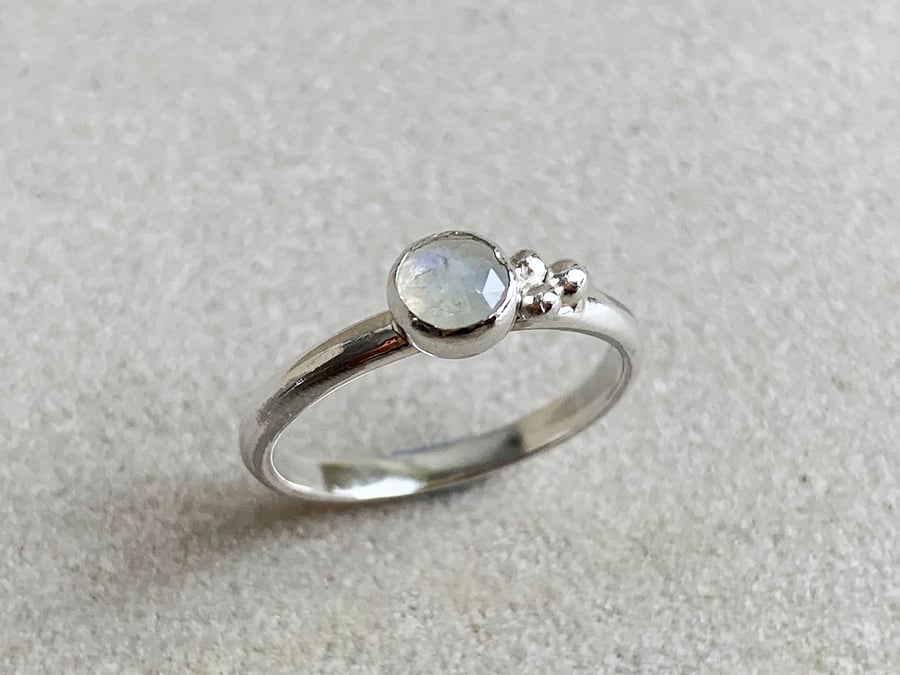 Sterling Silver Rainbow Moonstone Ring