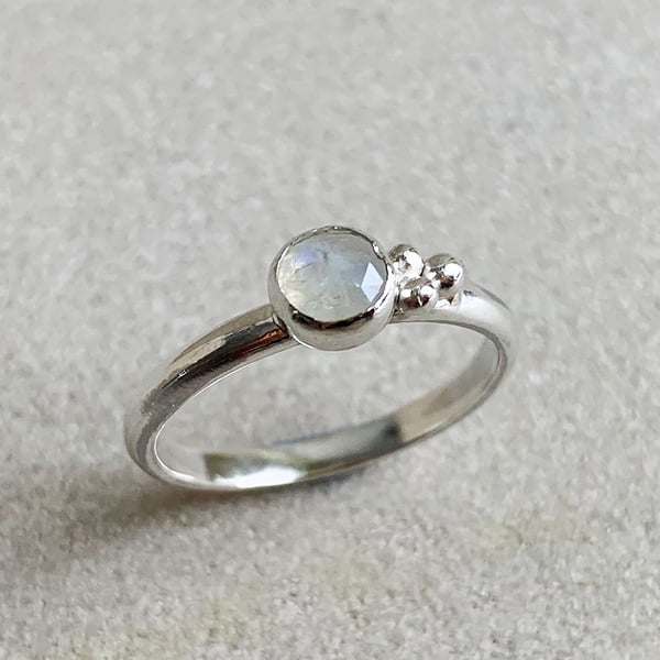 Sterling Silver Rainbow Moonstone Ring