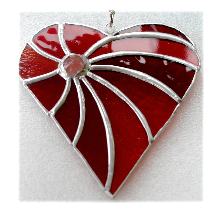 Swirled Heart Stained Glass Suncatcher 004 ruby wedding