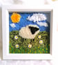  "Spring Joy" Sheep Textile Art,  Handmade textile artwork.  - Image 1
