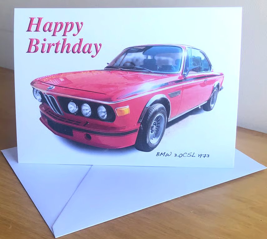 BMW 3.0CSL 1973 - Birthday, Anniversary, Retirement or Plain Card