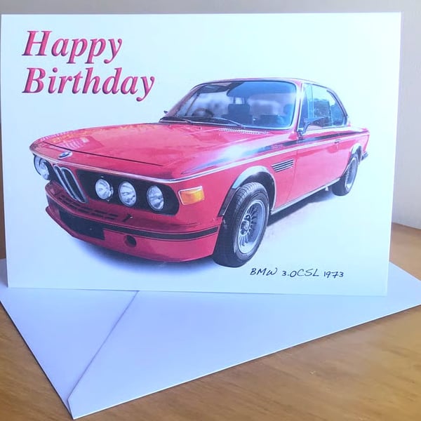 BMW 3.0CSL 1973 - Birthday, Anniversary, Retirement or Plain Card