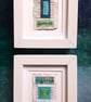Pretty Patterned Green Turquoise Blue Handstitched Geometric Small Artworks - Image 5