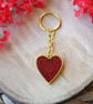Red Sparkly Heart Keyring - Gold Edition - Image 2