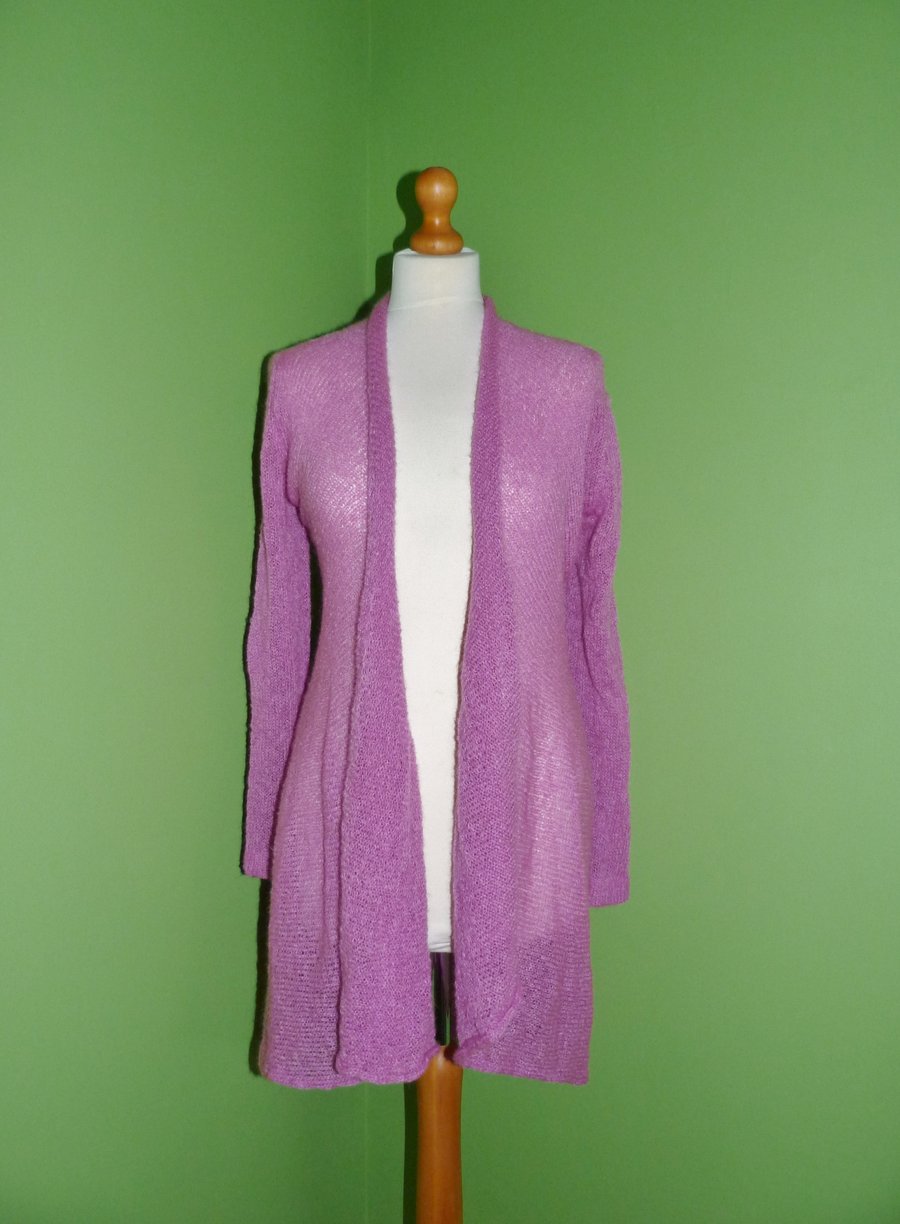 Women's cardigan. Mohair Flare Top in Pink. Women's approximate size 12-14. 