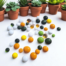 Spring Fused Glass Cabochons – Bullseye  COE 90 Green Yellow White Mosaic Dot