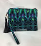 Turquoise patterned zip clutch bag wrist strap silky tassel & charm 2 options - Image 4