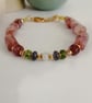 Strawberry quartz bracelet with tanzanite peridot & moonstone - Image 1