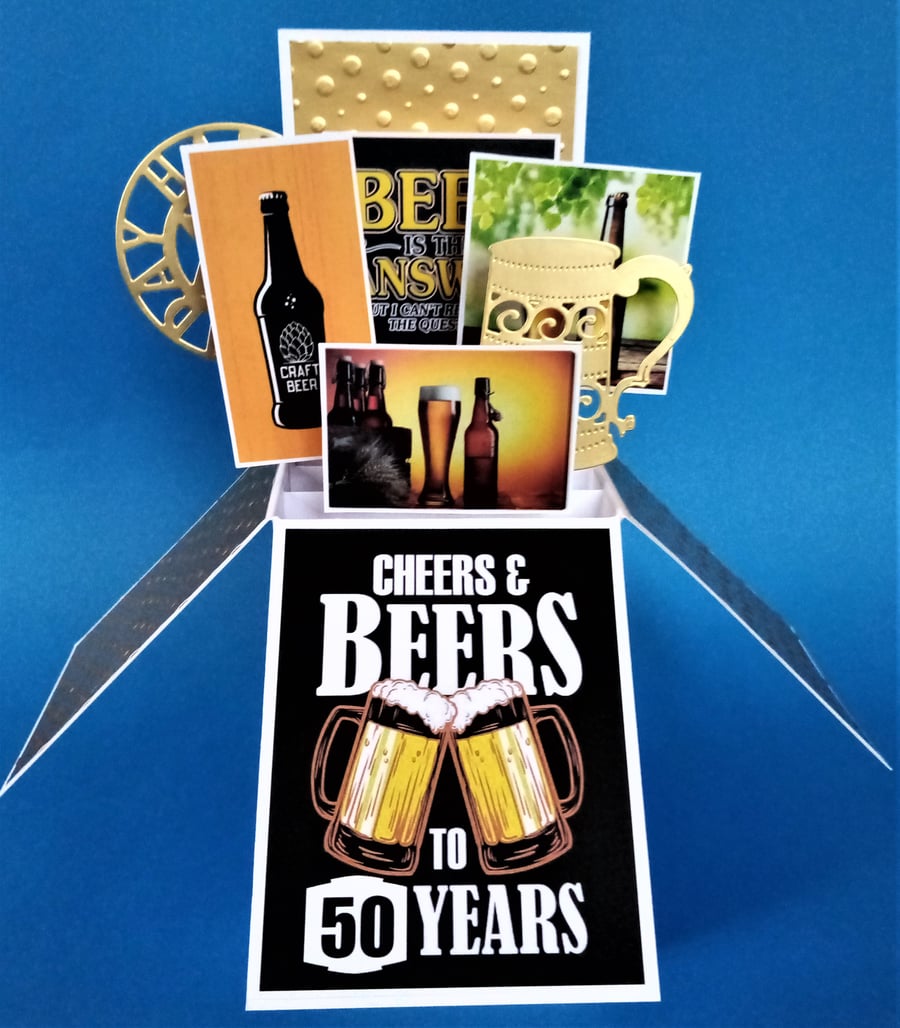 Men's 50th Birthday Card with Beer