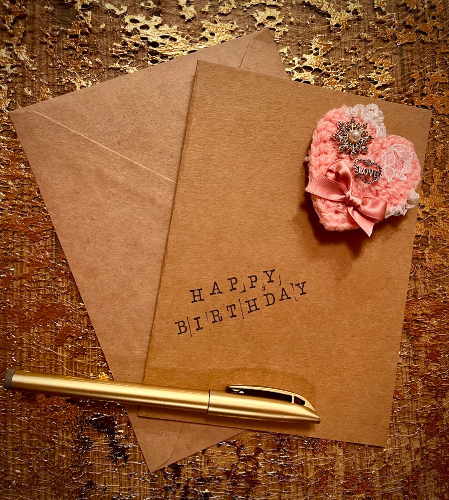 Keepsake Card, Heart Brooch Card, Birthday Card , Occasions Card, Personalised