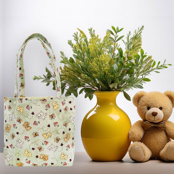 Teddy Bears & Dogs Design Tote Bag-Children-Baby Shower bag-Handmade-CTB086