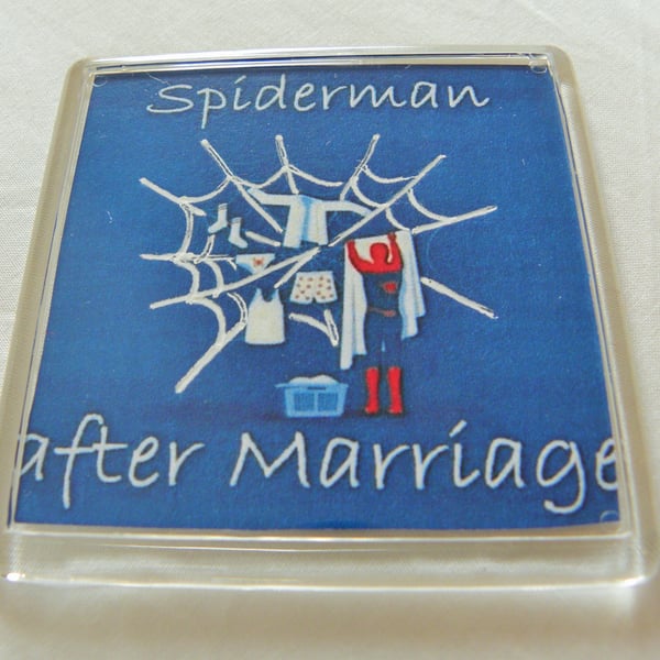 Spiderman After Marriage Fridge Magnet When Superheroes Get Old and Grow Up!
