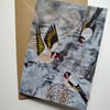 Goldfinches Embroidered Portrait Greetings Card