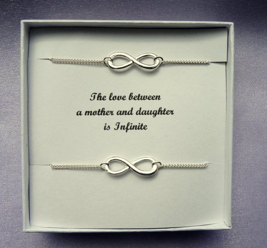 Mother daughter gift, Two infinity bracelets
