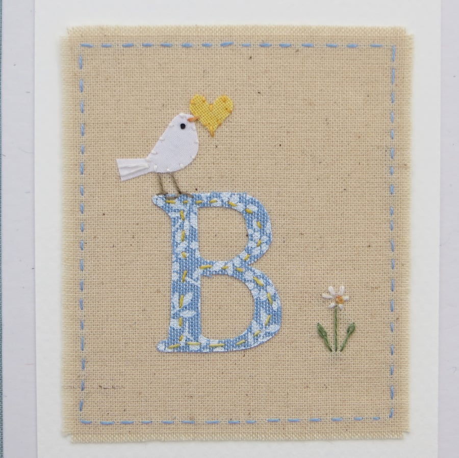 Sweet little hand-stitched letter B - new baby, Christening or birthday
