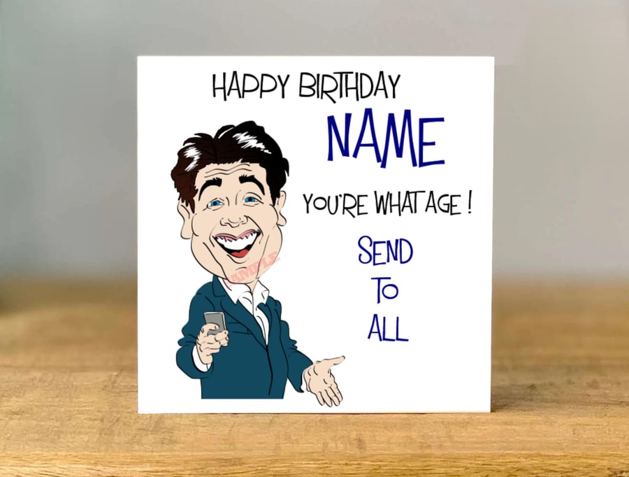 Personalised Michael McIntyre Birthday Card, mum, dad, grandad, gran, son, 
