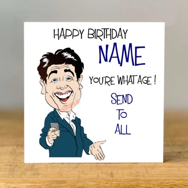 Personalised Michael McIntyre Birthday Card, mum, dad, grandad, gran, son, 