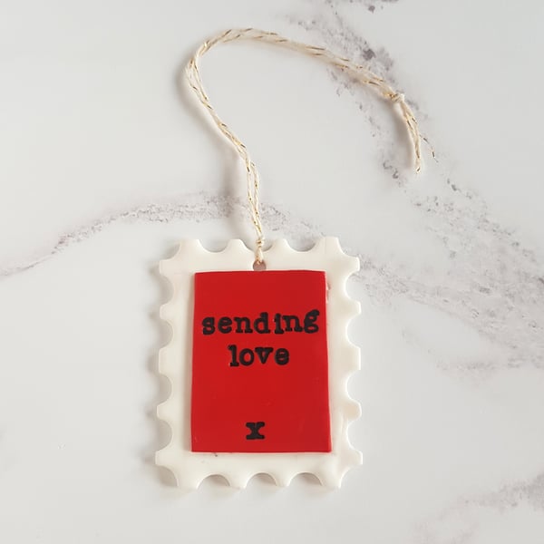 'Sending Love' postage stamp decoration