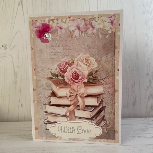 Greeting Card With Love Books  by Carolee Crafts PB1 - 0004