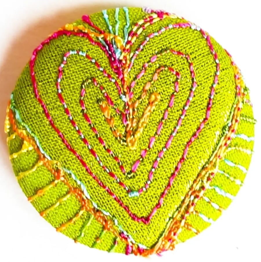 Buttons 1 inch button Hand Dyed Silks and Cottons Free Machine Embroidery Button