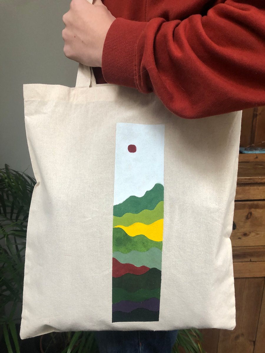 Hand-painted Landscape Scene Tote Bags