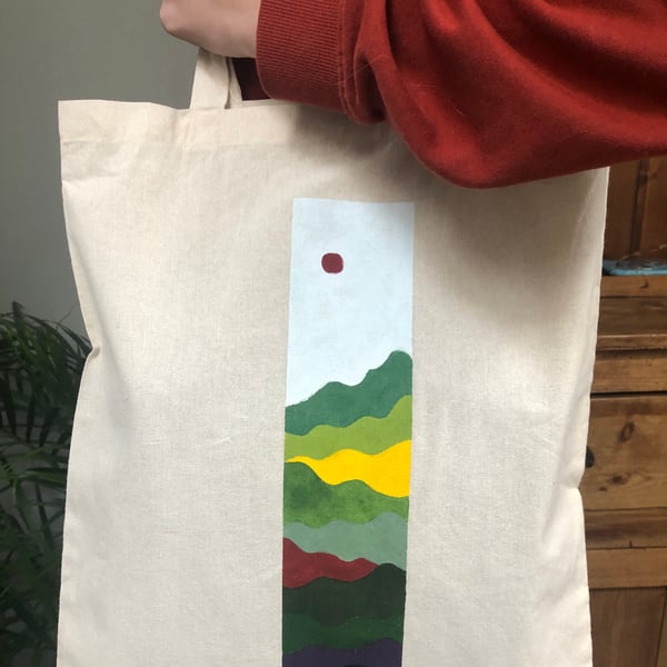 Hand-painted Landscape Scene Tote Bags