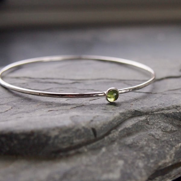 Sterling Silver Bangle with Peridot